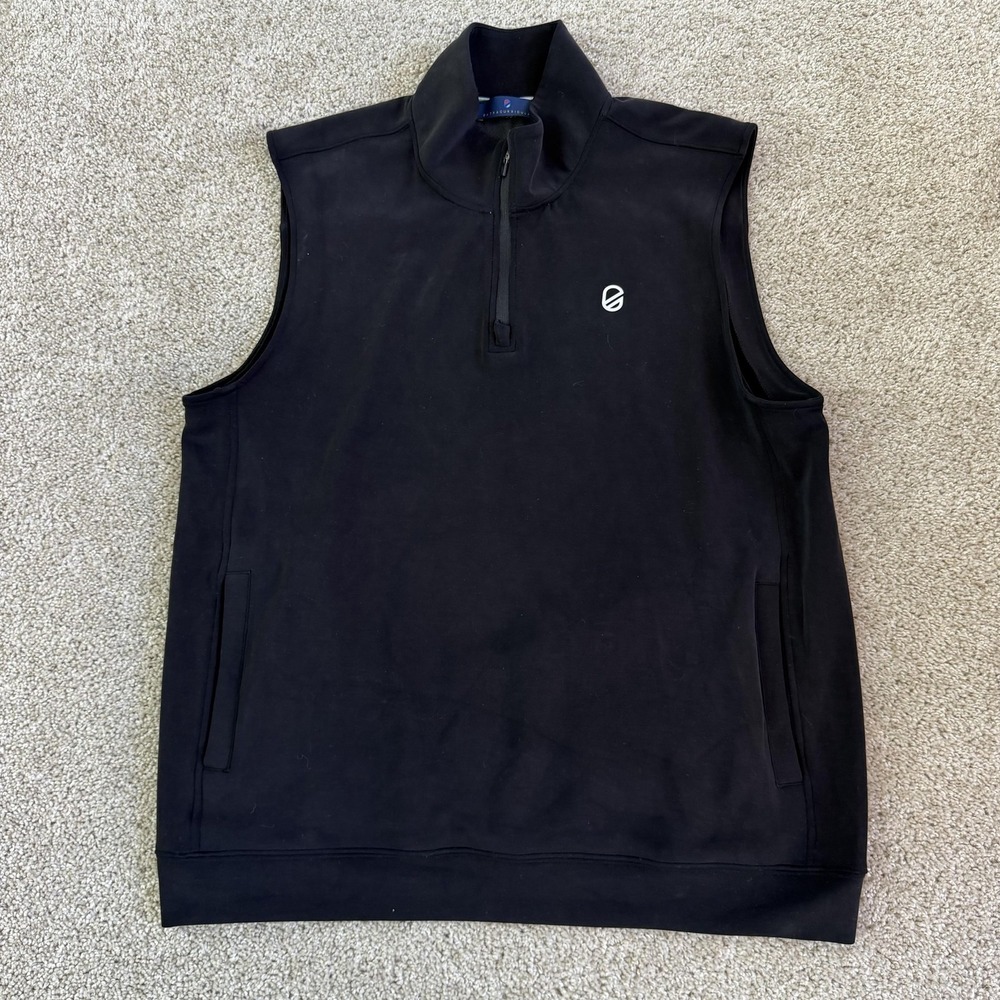 Extracurricular Sweater Vest Mens Large Black 1/4 Zip Mock Neck Knit Casual